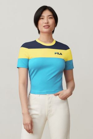 FILA Maya Crop Tee Shirts Blue,Womens Clothing | CA.DFZKLP670